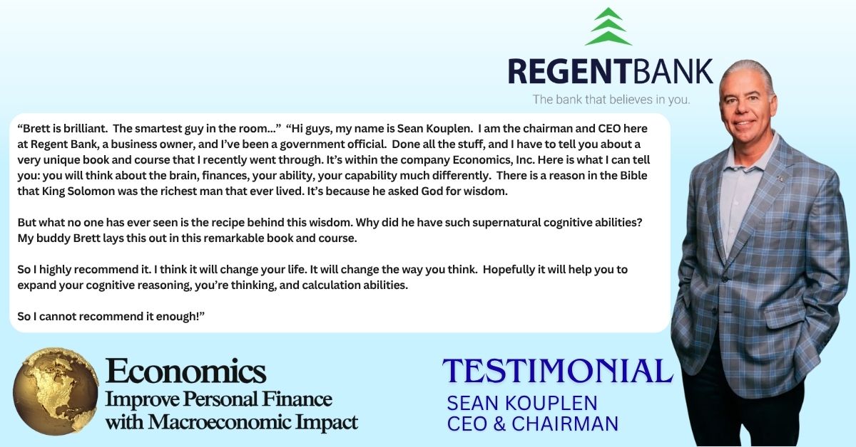 Sean Kouplen Regent Bank Text Testimonial Home Page of Website
